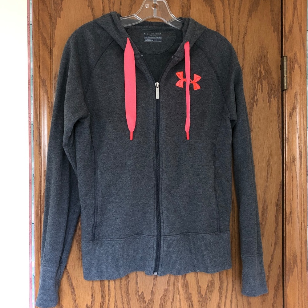 Under Armour Semi-Fitted Grey/Coral Zip Up Hoodie